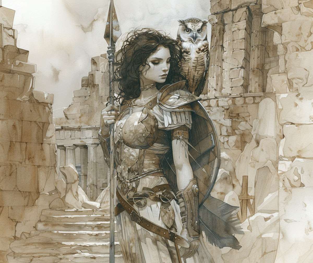 Design: Guardian of Wisdom: Athena at the Ruins