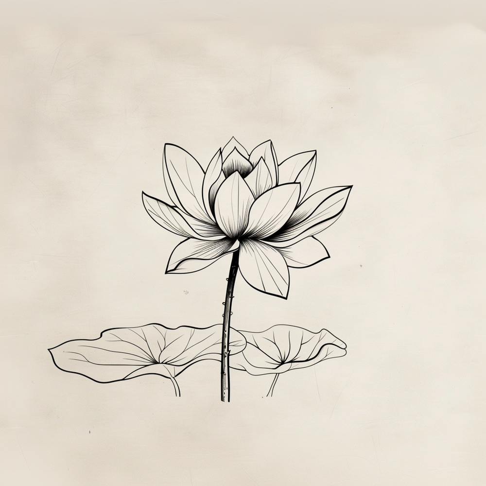 Lotus Flower Line Art Wall Tapestry, Elegant Botanical Illustration, Peaceful Zen Decor for Yoga Space, Bedroom, or Living Area