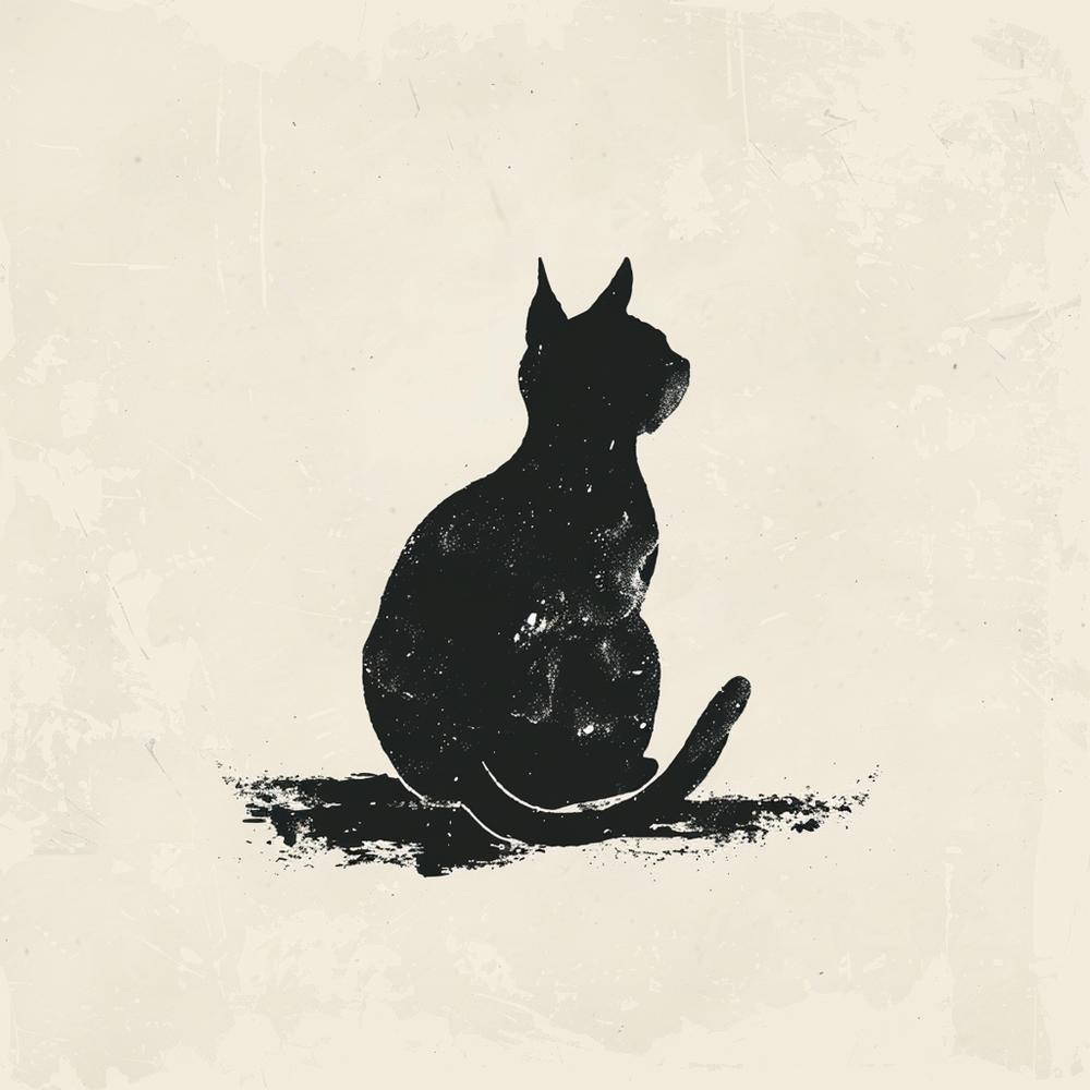 Silhouette Cat Wall Tapestry, Modern Minimalist Feline Art, Chic Monochrome Pet Decor for Bedroom, Dorm Room, and Cozy Living Areas