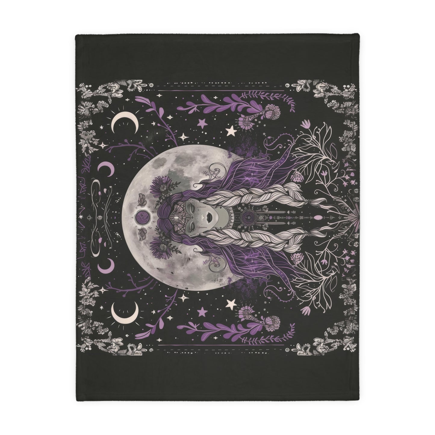Lunar Goddess Reversible Comfort Throw, Enchanted Occult Motif, Ideal for Nature and Moon Aficionados, Magical Home and Lounge Accent