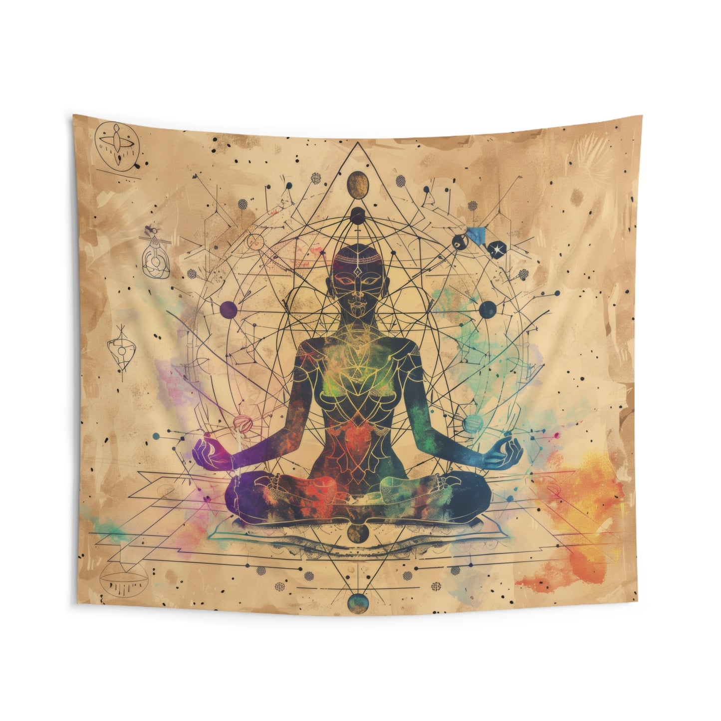 Cosmic Ether Goddess Indoor Wall Tapestry, Mysterious Occult Design, Sacred Geometry Aesthetic Enchanting Bedroom, Living, and Dorm Room Decor