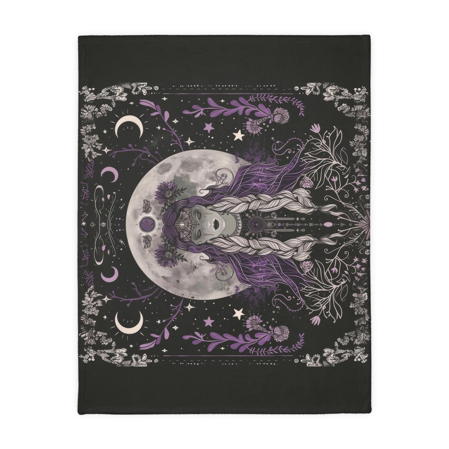Lunar Goddess Reversible Comfort Throw, Enchanted Occult Motif, Ideal for Nature and Moon Aficionados, Magical Home and Lounge Accent