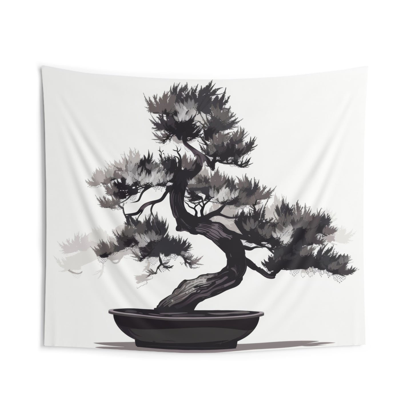Chinese Ink Style Bonsai Tree Indoor Wall Tapestry, Simple Minimalist Aesthetic Altar Cloth, Zen Nature Style Living, Dorm & Bed Room Decor