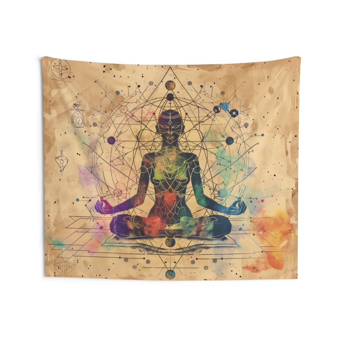 Cosmic Ether Goddess Indoor Wall Tapestry, Mysterious Occult Design, Sacred Geometry Aesthetic Enchanting Bedroom, Living, and Dorm Room Decor
