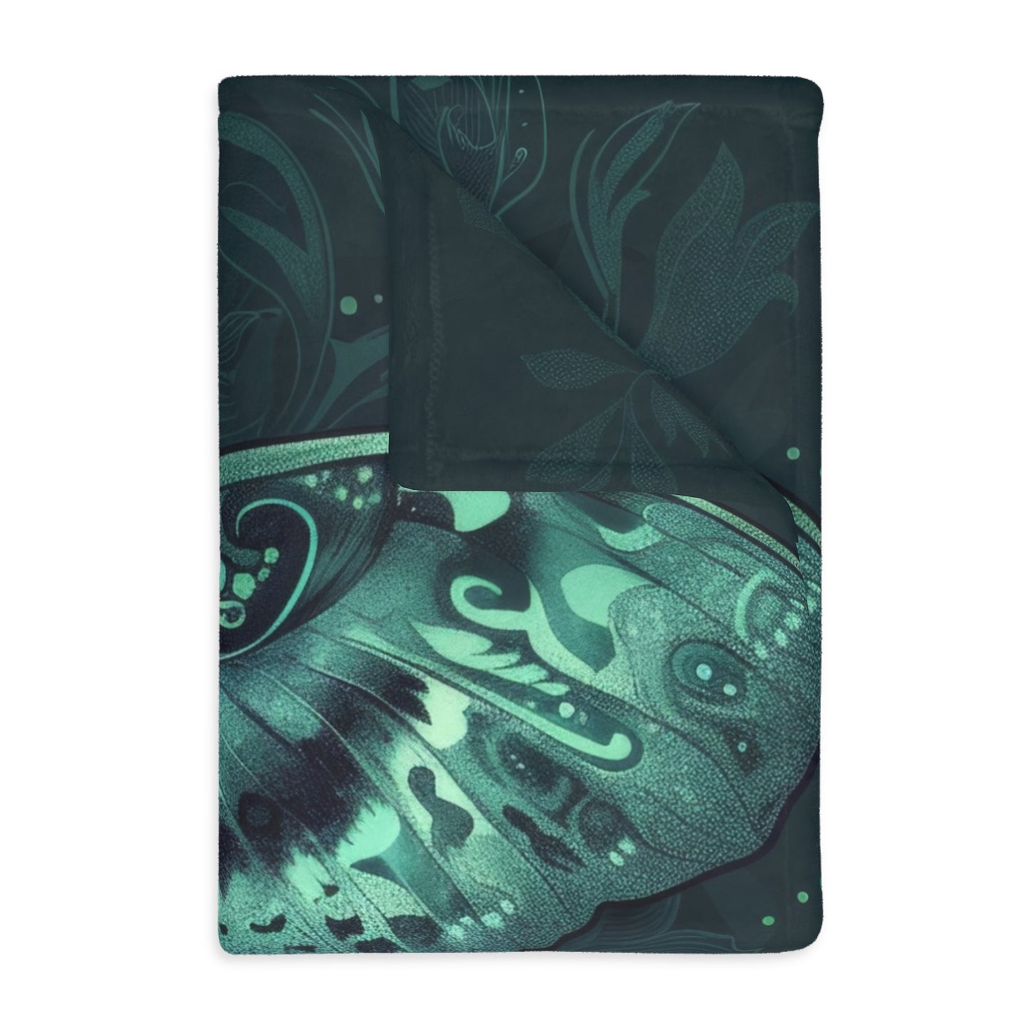 Lunar Moth Double Sided Throw Blanket, Vibrant Emerald Design, Neon Aesthetic, Mystical Magical Bedroom, Living, and Dorm Room Decor
