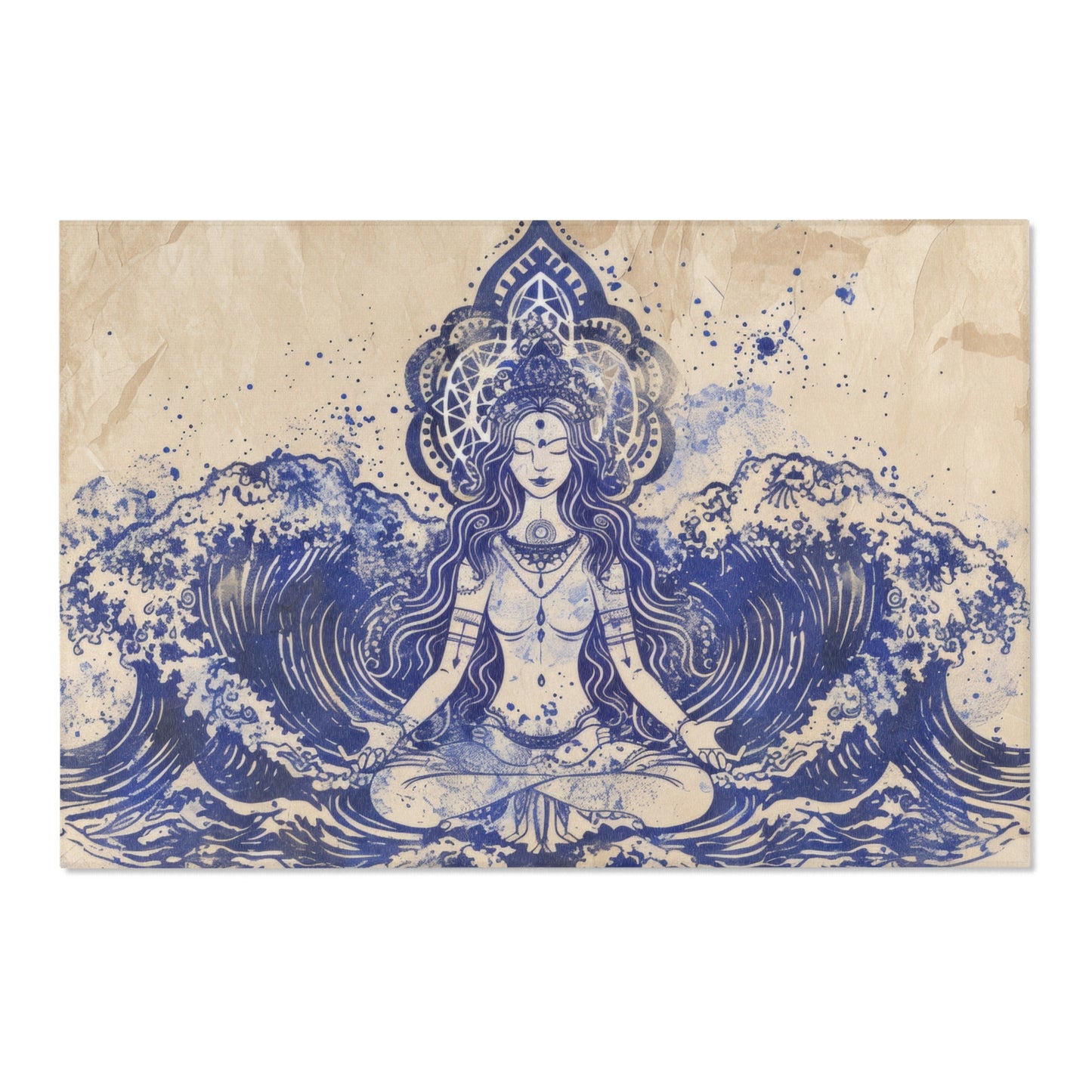 Water Goddess Polyester Chenille Area Rug (3 Sizes), Sacred Geometry Aesthetic, Zen Nature Bedroom, Living Room & Dorm Room Decor