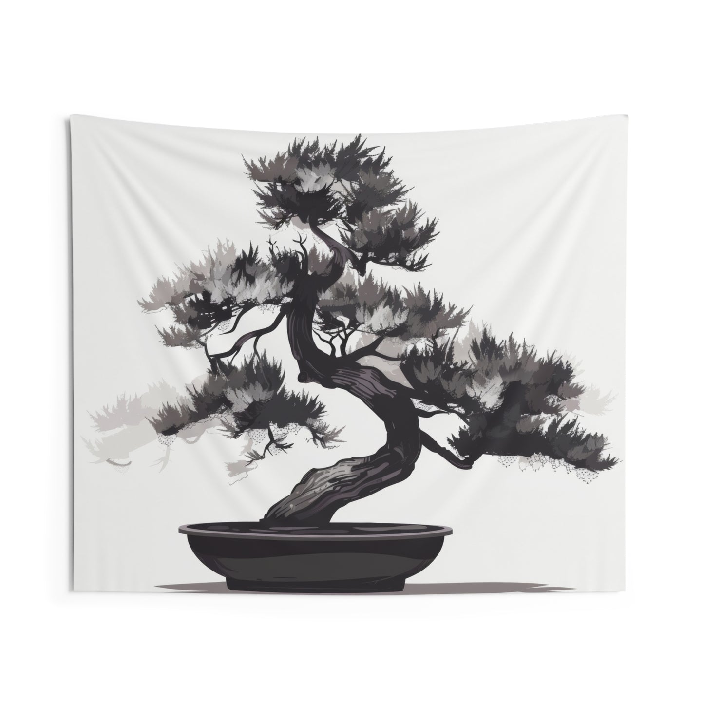 Chinese Ink Style Bonsai Tree Indoor Wall Tapestry, Simple Minimalist Aesthetic Altar Cloth, Zen Nature Style Living, Dorm & Bed Room Decor