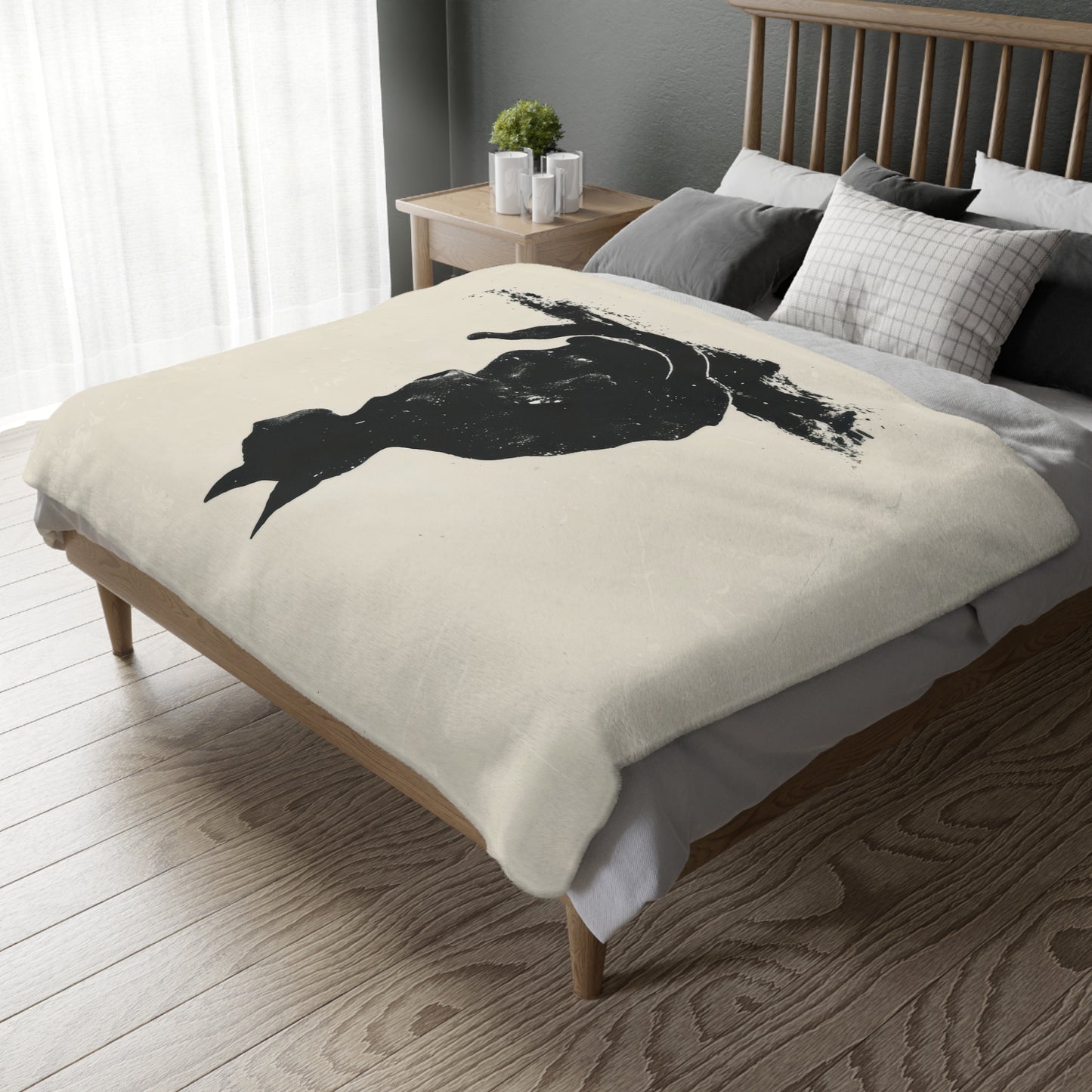 Silhouette Cat 2-Sided Throw Blanket, Modern Minimalist Feline Art, Chic Monochrome Pet Decor for Bedroom, Dorm Room, and Cozy Living Areas