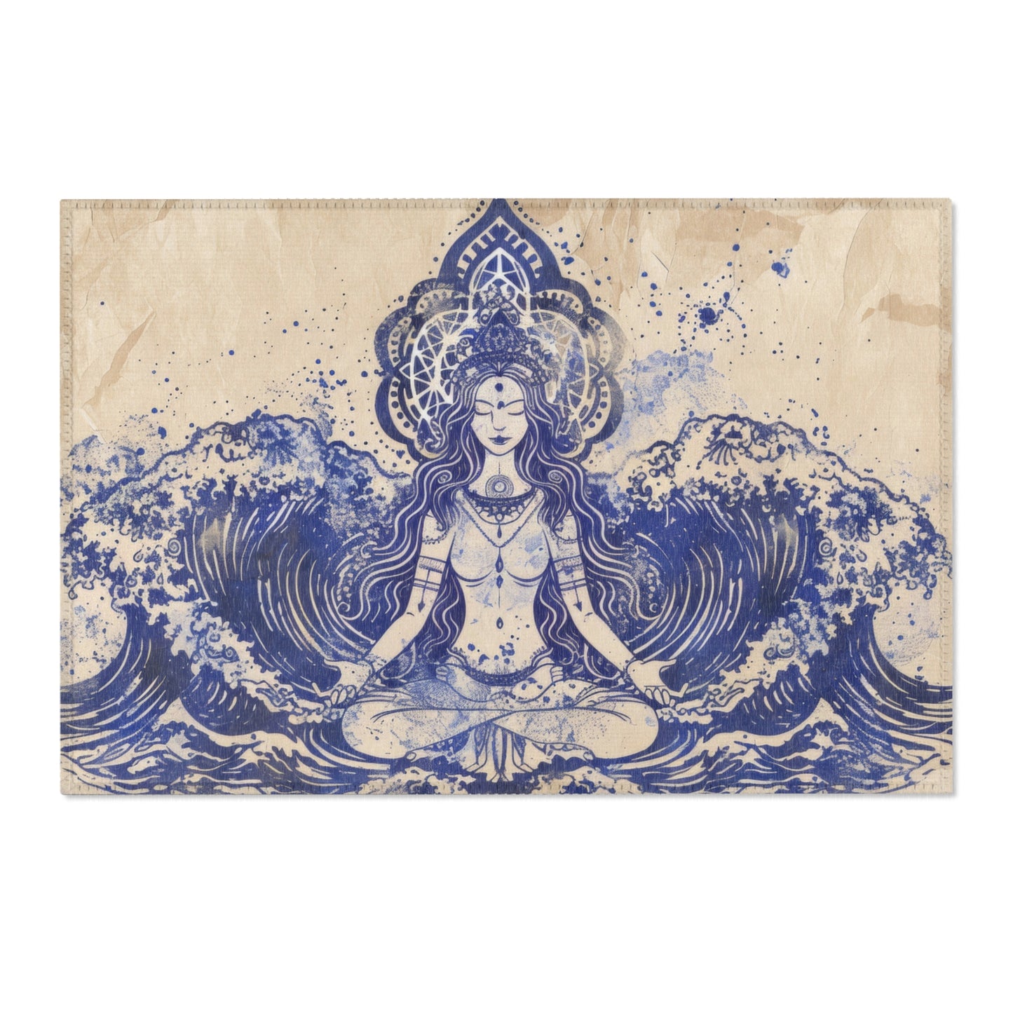 Water Goddess Polyester Chenille Area Rug (3 Sizes), Sacred Geometry Aesthetic, Zen Nature Bedroom, Living Room & Dorm Room Decor