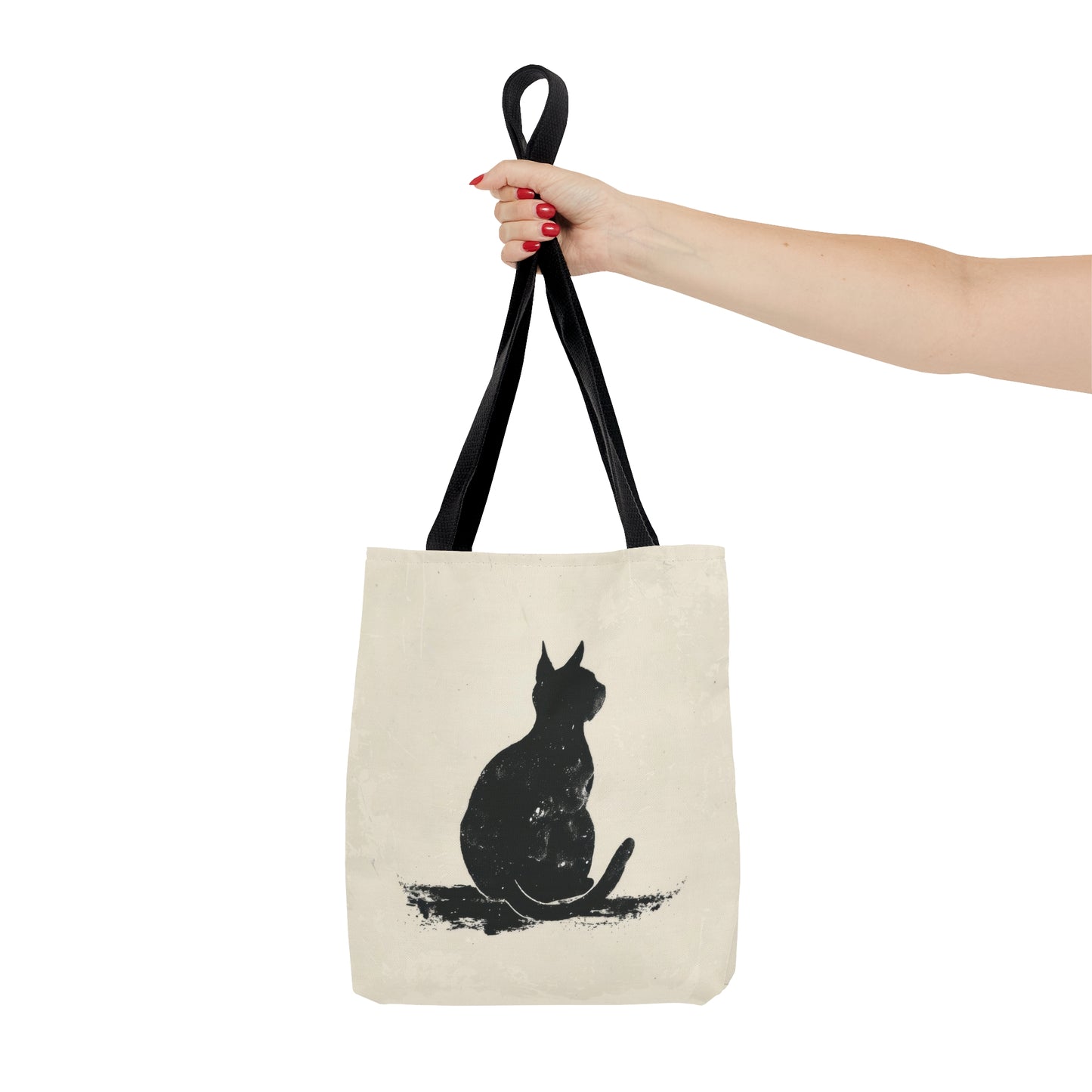 Silhouette Cat Double Sided Tote Bag (3 Sizes), Modern Minimalist Feline Art, Chic Monochrome Pet Fashion Style, Black Handles