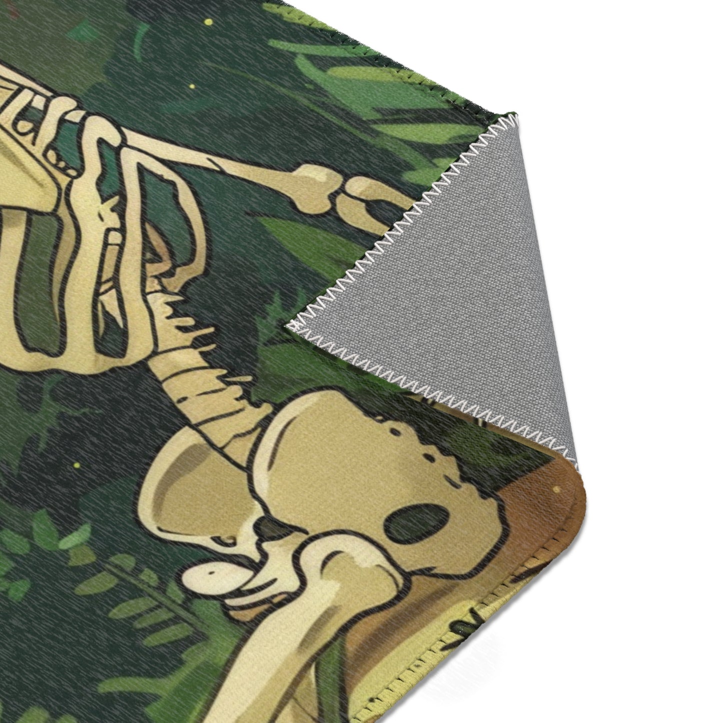 Skeleton Painting Landscape Chenille Area Rug (3 Sizes), Dark Cottagecore Design, Gothic Folk Aesthetic Bedroom, Living, and Dorm Room Decor