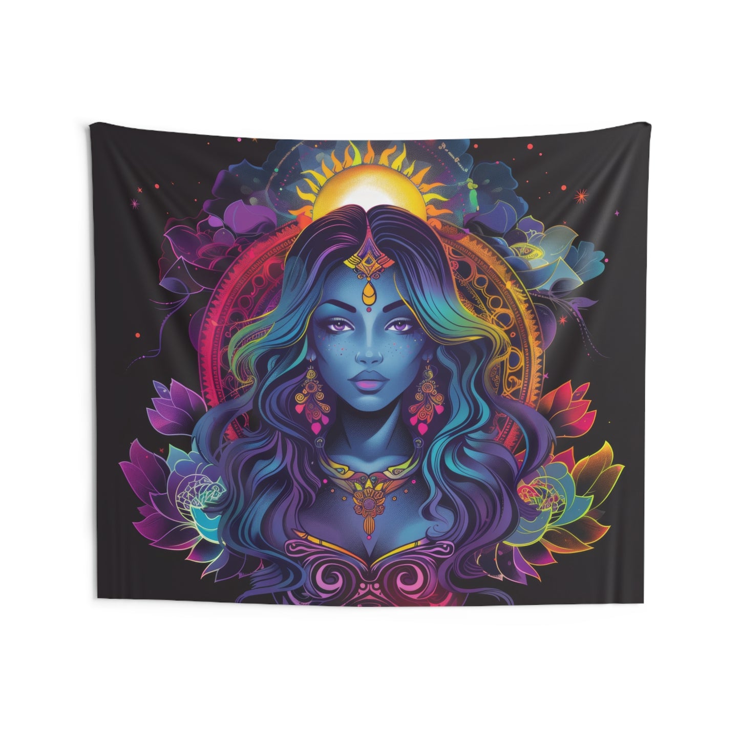 Cosmic Goddess Indoor Wall Tapestry – Electric Mandala Inspired Decor for Enchanting Spaces