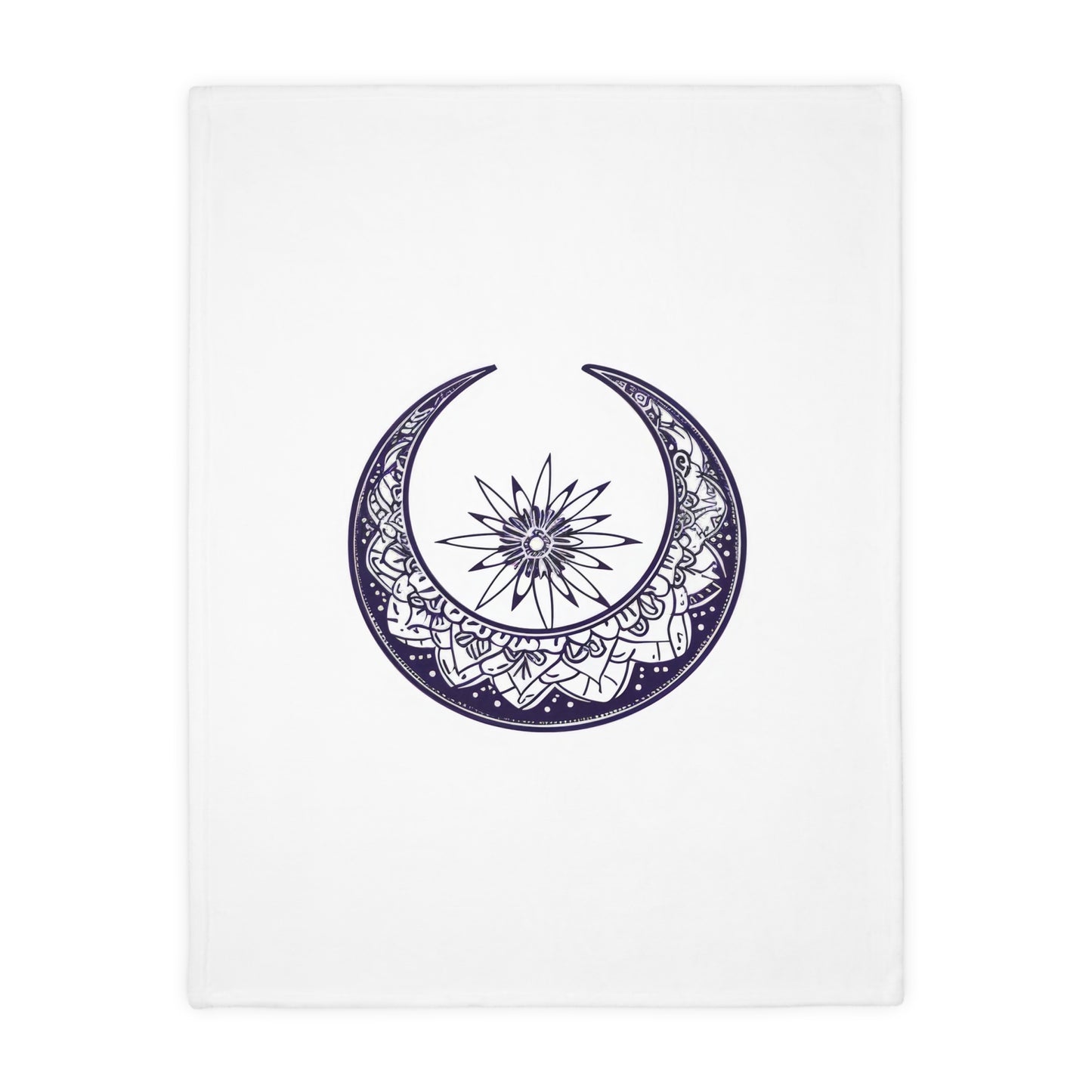 Mandala Crescent Moon 2-Sided Throw Blanket, Intricate Bohemian Design, Spiritual Zen Decor for Meditation Room, Bedroom, and Living Spaces