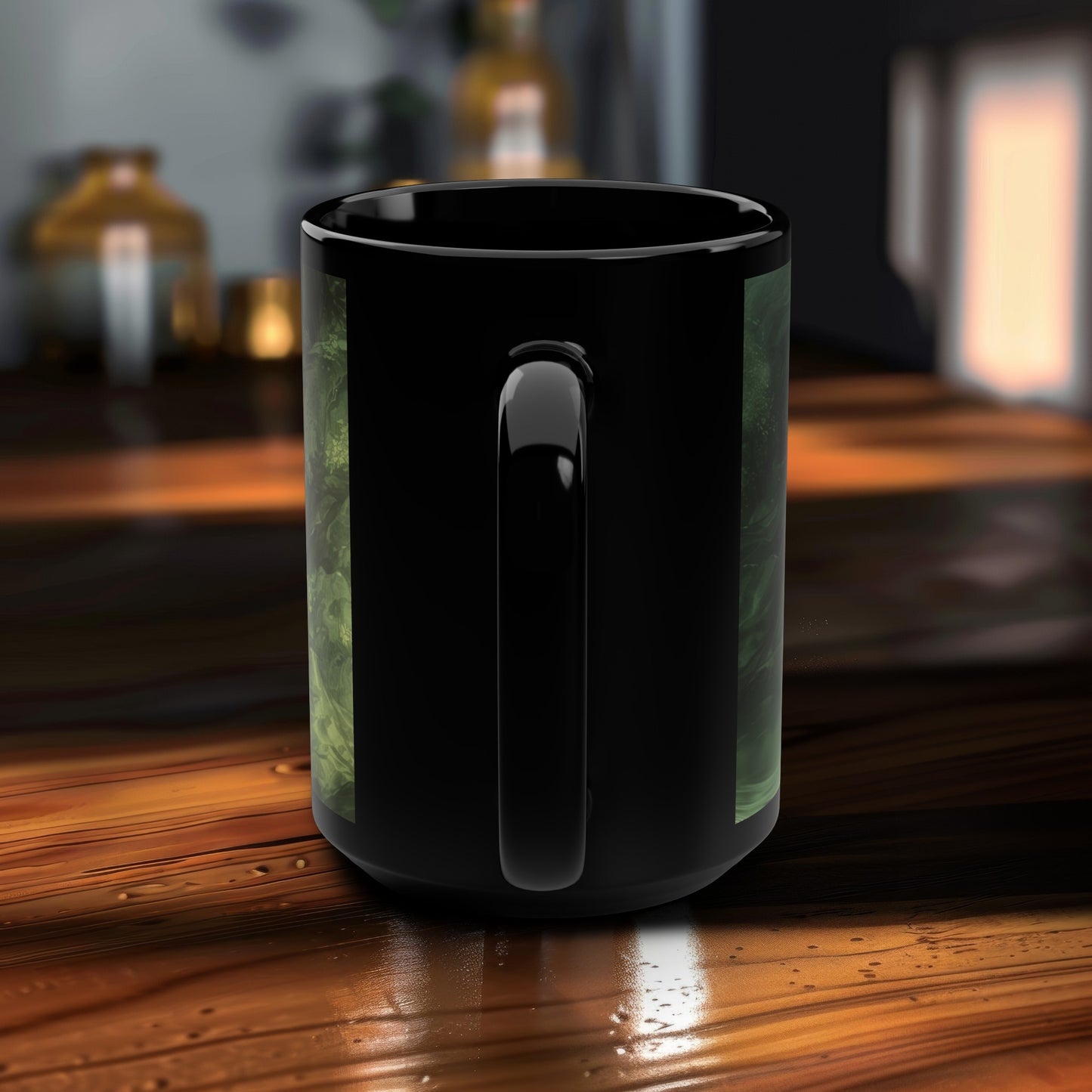 Danu's Enchanted Forest 15oz Black Ceramic Mug, Celtic Mother Goddess Essence, Verdant Woodland Serenity Sip