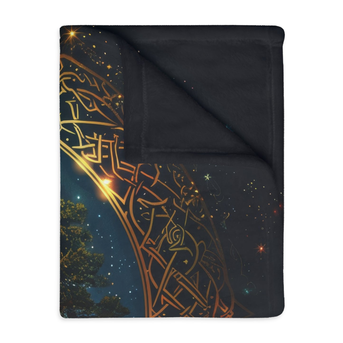 Celtic Tree of Life Mandala Double Sided Throw Blanket, Ancient Occult Aesthetic, Folk Nature Style Living, Dorm & Bed Room Decor