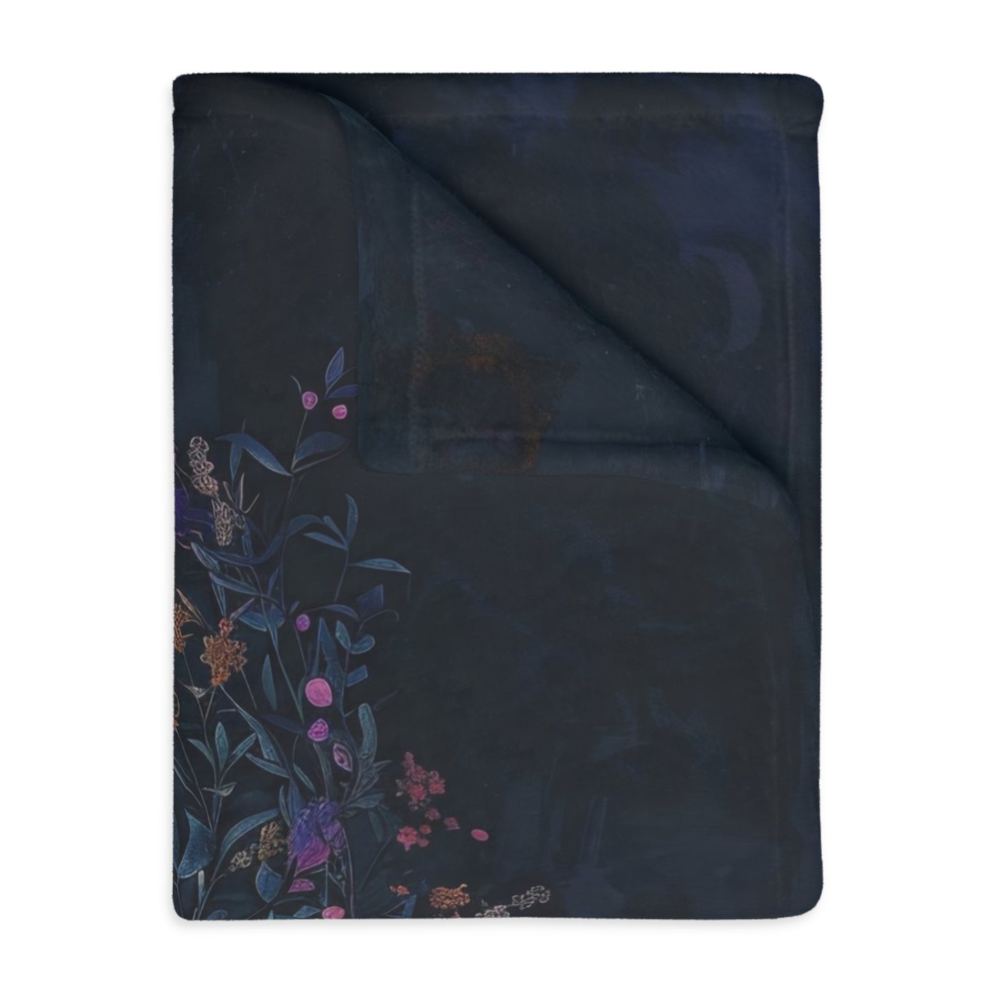 Crescent Moon & Wildflowers 2-Sided Throw Blanket, Witchy Occult Design, Moon Lover Gift, Enchanting Aesthetic Bedroom and Living Room Decor