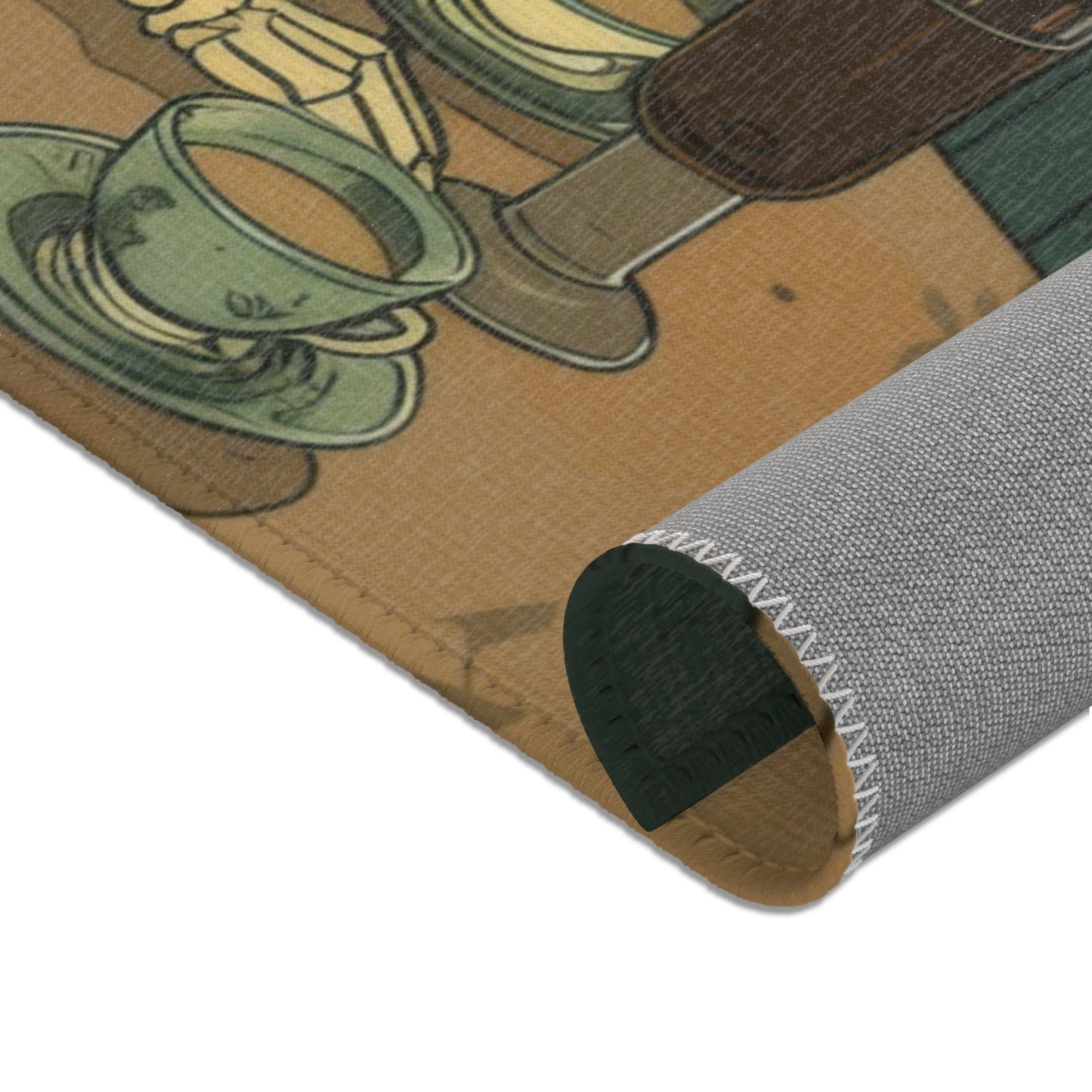 Skeleton Drinking Coffee in Paris Cafe Chenille Area Rug (3 Sizes), Cottagecore Design, Cozy Romantic Aesthetic Bedroom, Living, and Dorm Room Decor