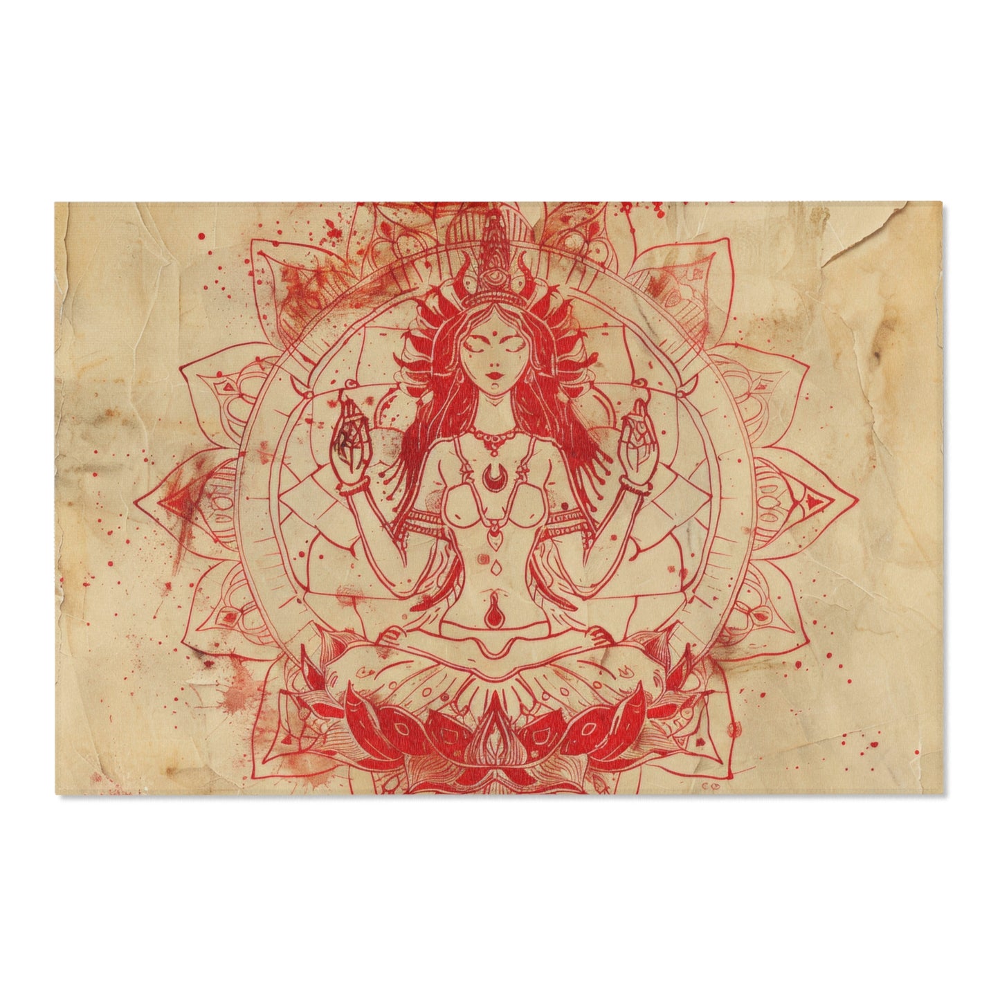 Fire Goddess Polyester Chenille Area Rug (3 Sizes), Sacred Geometry Aesthetic, Zen Nature Bedroom, Living Room & Dorm Room Decor