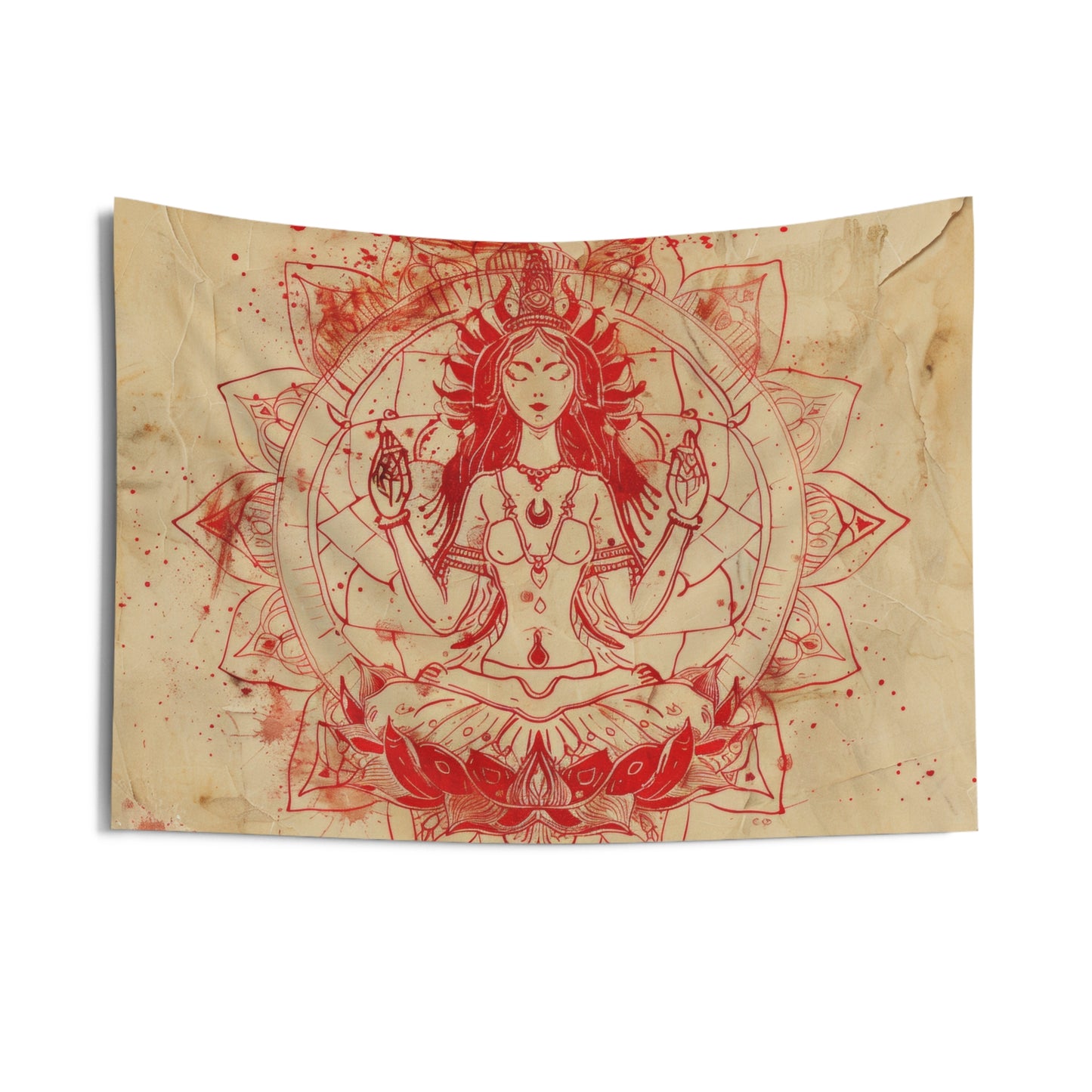 Fire Goddess Indoor Wall Tapestry, Mysterious Occult Design, Sacred Geometry Aesthetic Enchanting Bedroom, Living, and Dorm Room Decor