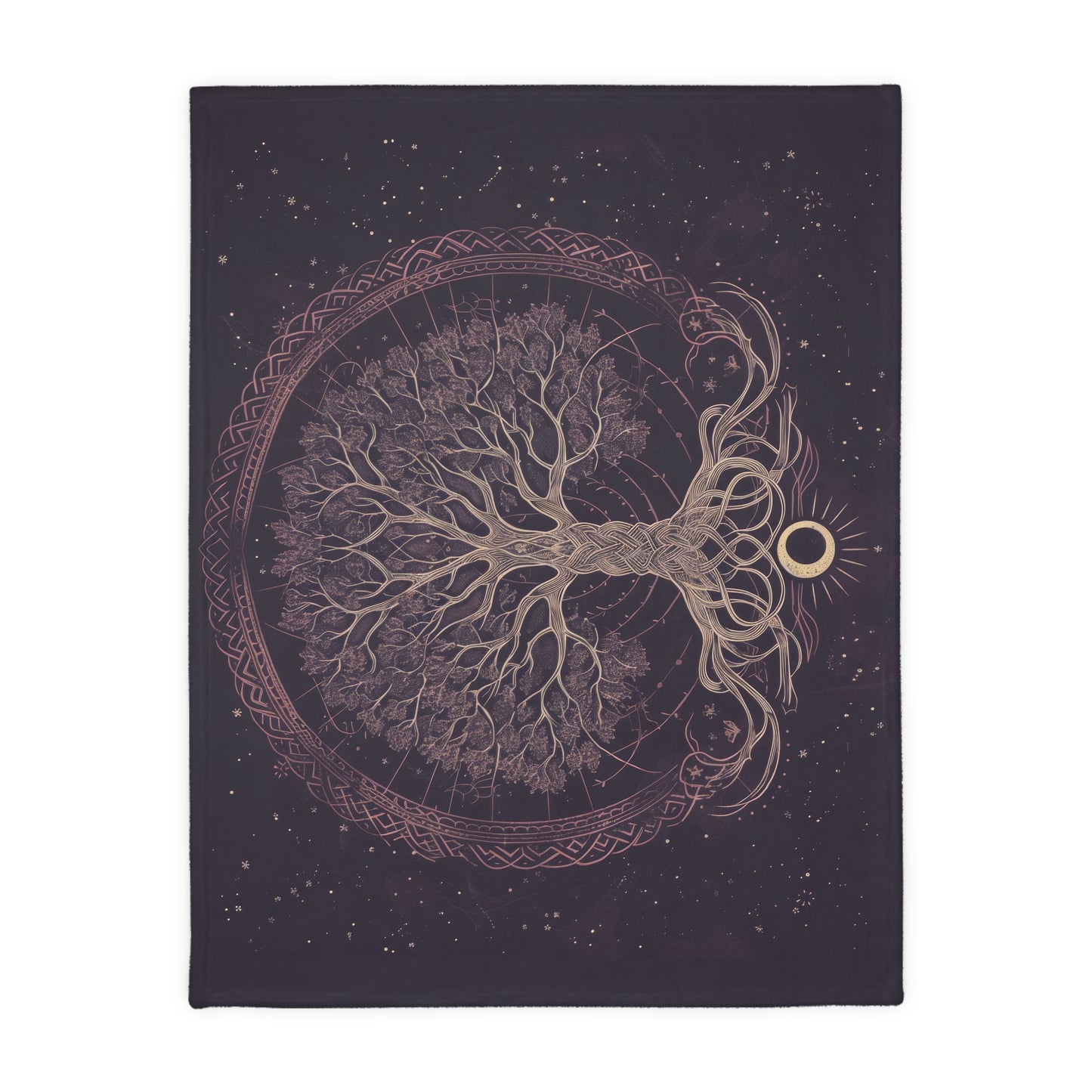 Mystical Purple Tree of Life Double-Sided Throw Blanket – Witchcraft & Nature-Inspired Home Decor