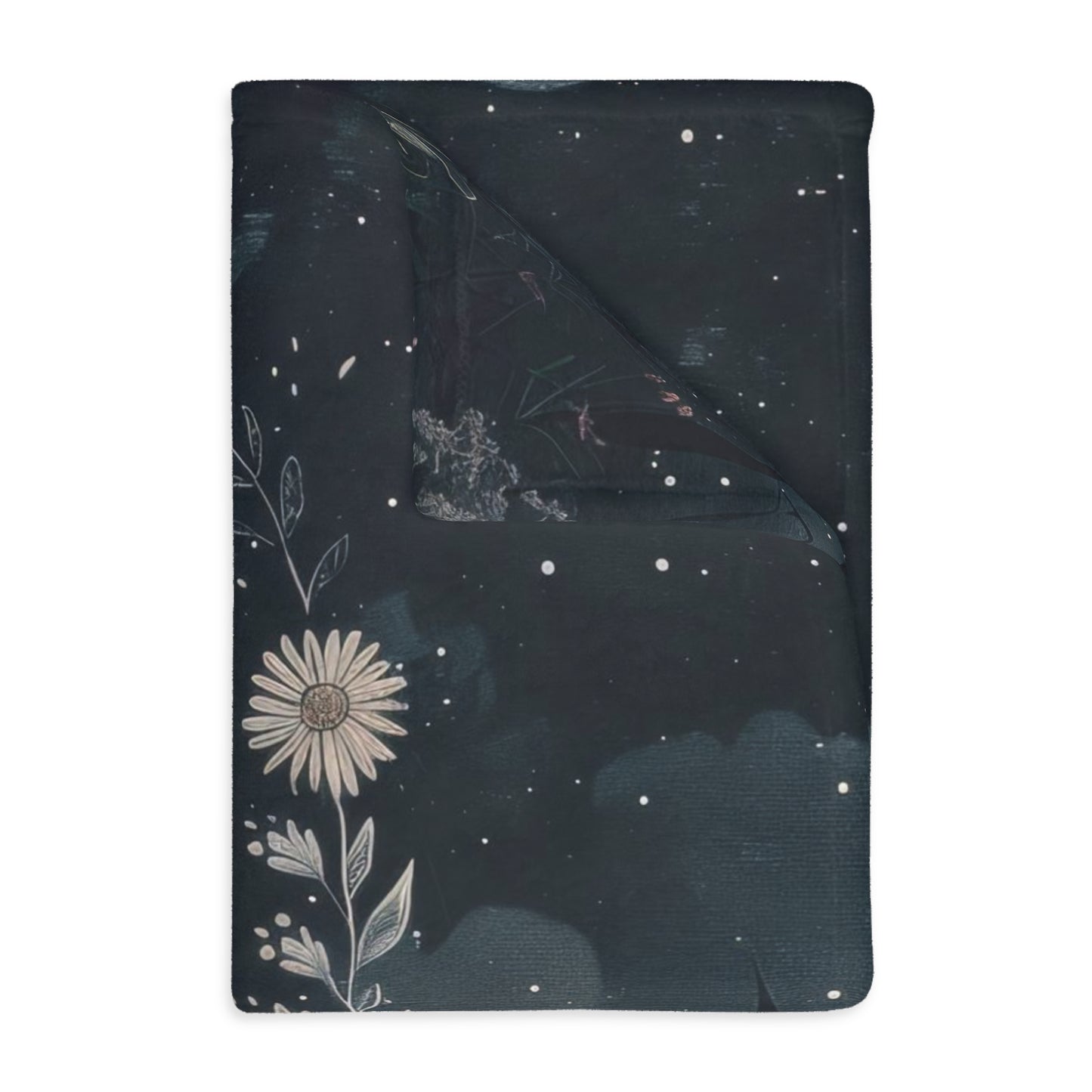 Full Moon & Wildflowers Double Sided Throw Blanket, Witchy Occult Design, Nature Lover Gift, Enchanting Aesthetic Bedroom and Living Room Decor