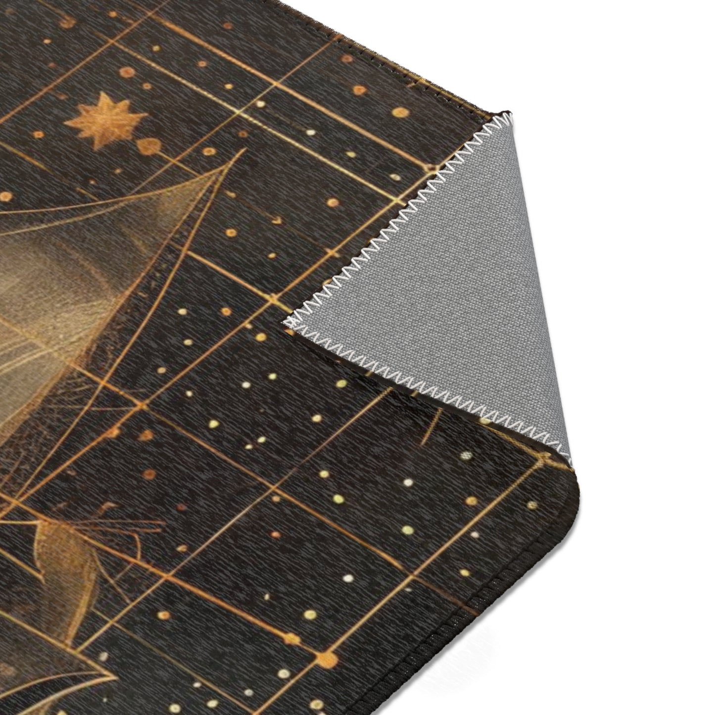 Black Lotus Blossom Polyester Chenille Area Rug (3 Sizes), Sacred Geometry Aesthetic, Dark Occult Bedroom, Living Room & Dorm Room Decor