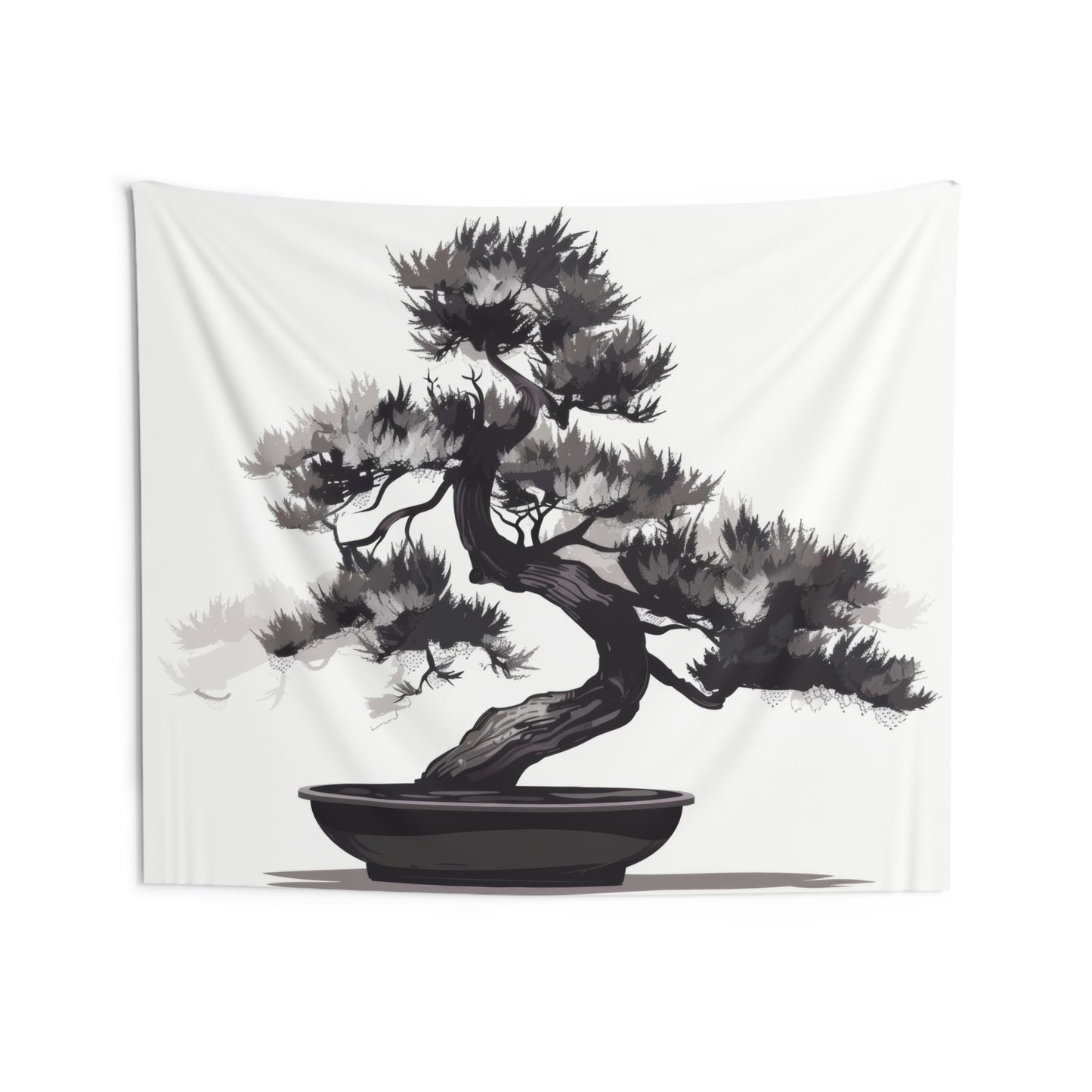 Chinese Ink Style Bonsai Tree Indoor Wall Tapestry, Simple Minimalist Aesthetic Altar Cloth, Zen Nature Style Living, Dorm & Bed Room Decor