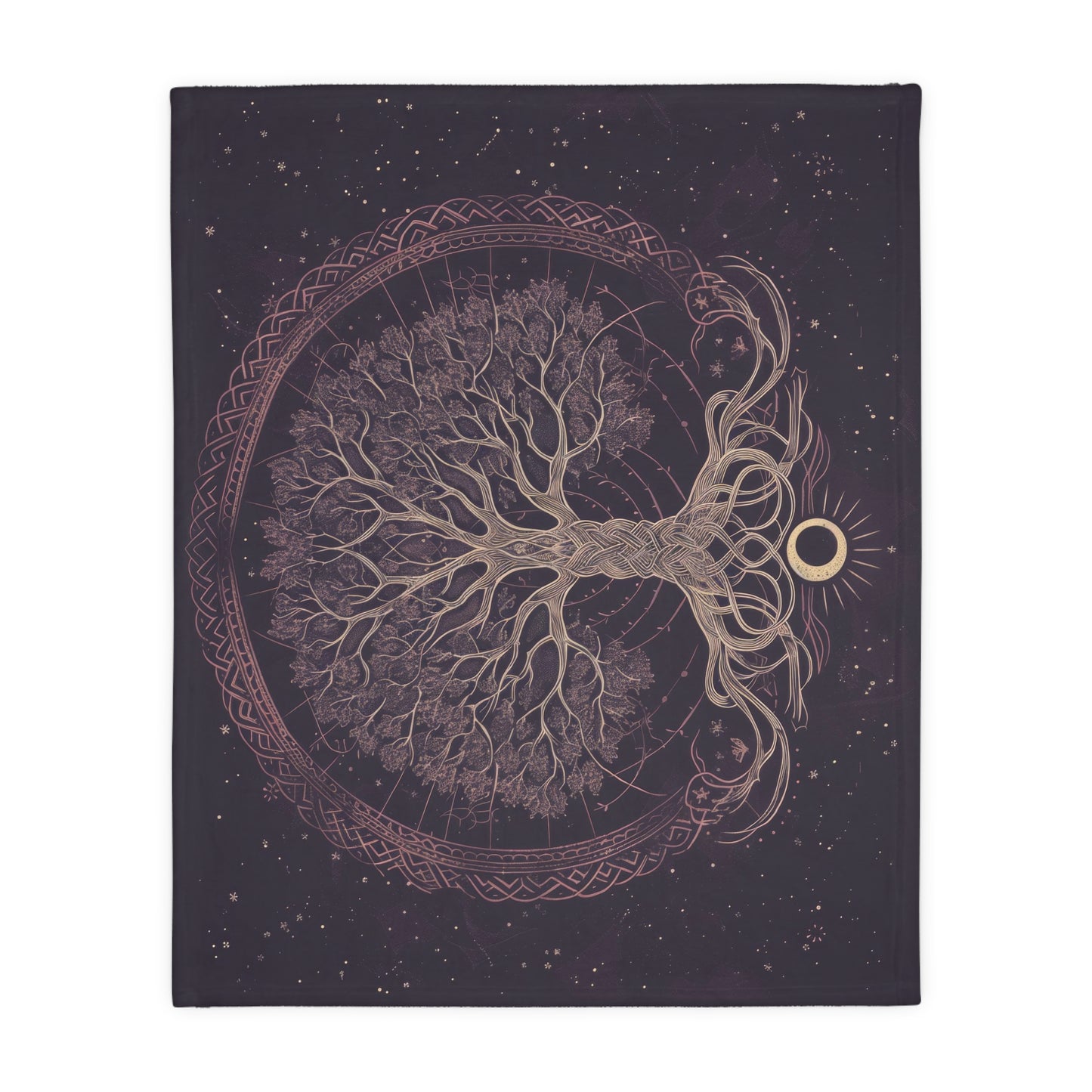 Mystical Purple Tree of Life Double-Sided Throw Blanket – Witchcraft & Nature-Inspired Home Decor
