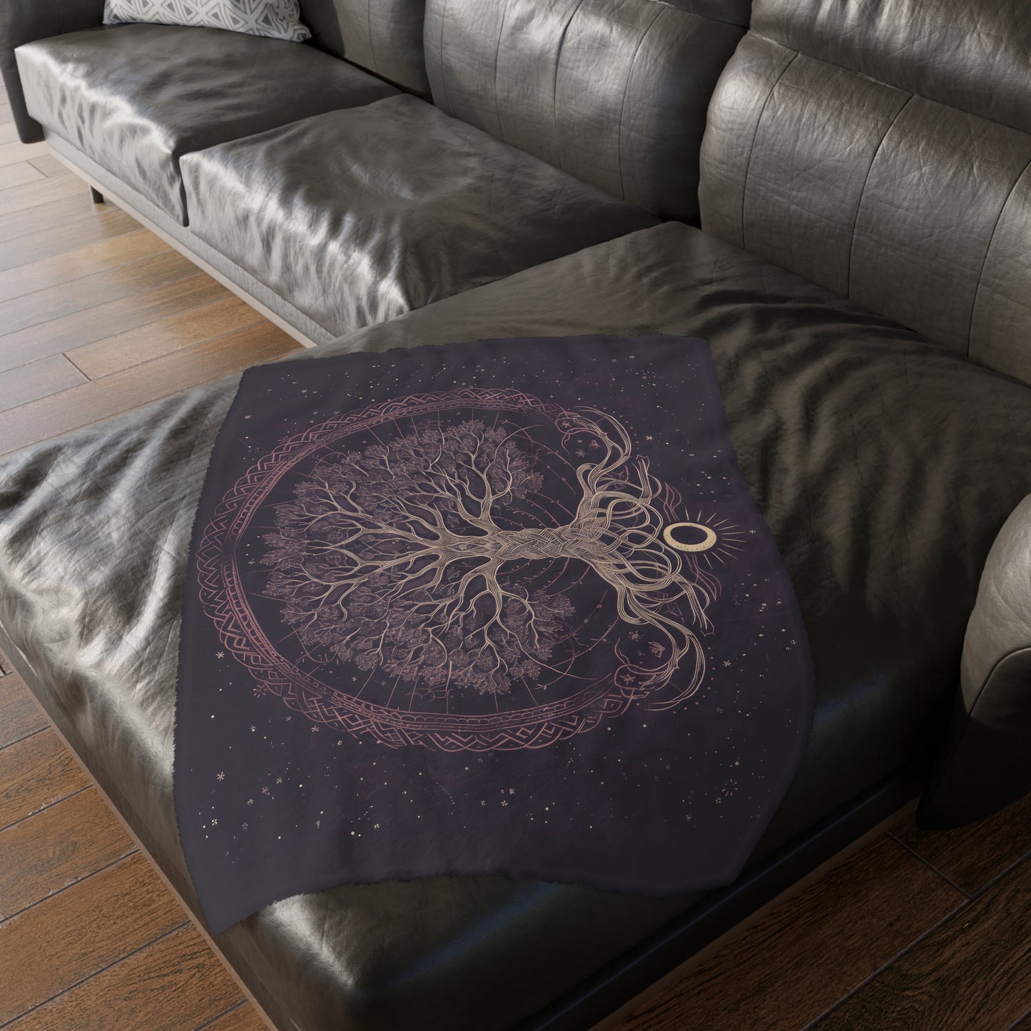 Mystical Purple Tree of Life Double-Sided Throw Blanket – Witchcraft & Nature-Inspired Home Decor