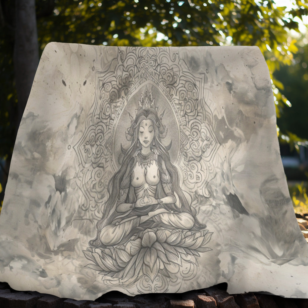 Air Goddess Two-Sided Throw Blanket, Mystical Occult Design, Sacred Geometry Aesthetic, Enchanting Bedroom and Living Room Decor