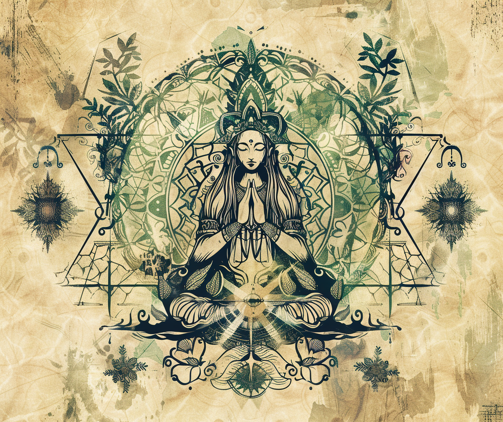 Nature Goddess Polyester Chenille Area Rug (3 Sizes), Sacred Geometry Aesthetic, Zen Nature Bedroom, Living Room & Dorm Room Decor