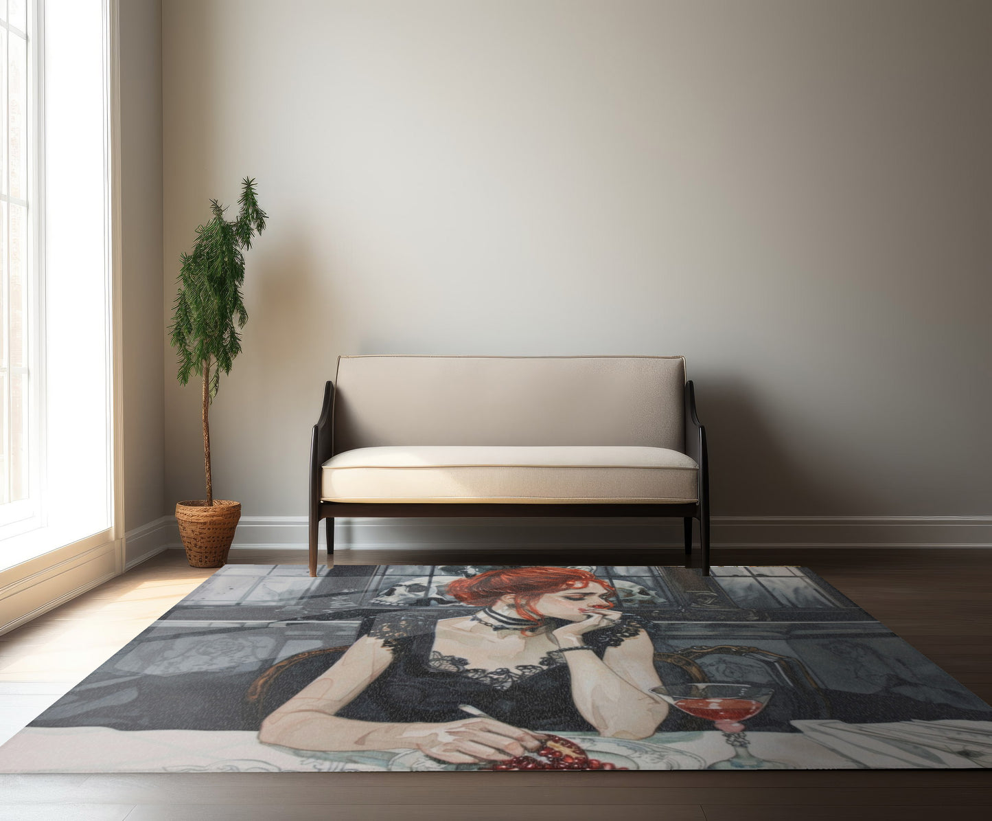 Persephone's Repose Chenille Area Rug, Mythic Pomegranate Elegance, Statement Floor Art, Majestic Interior Embellishment