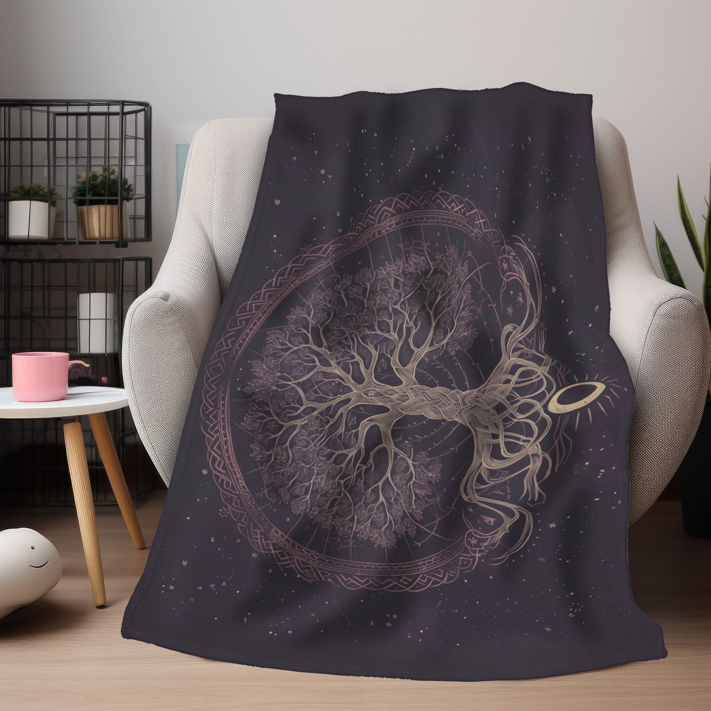 Mystical Purple Tree of Life Double-Sided Throw Blanket – Witchcraft & Nature-Inspired Home Decor
