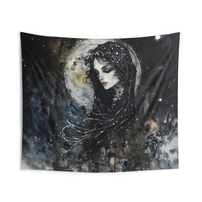 Nyx’s Nocturne Wall Tapestry, Greek Night Goddess Essence, Cosmic Elegance Decor, Mystical Interior Majesty