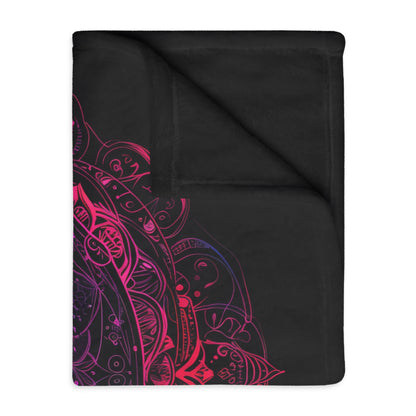 Buddha's Serene Mandala Double-Sided Throw Blanket, Neon Enlightenment Motif, Spiritual Radiance, Zen Circle Design, Vibrant Meditation Art