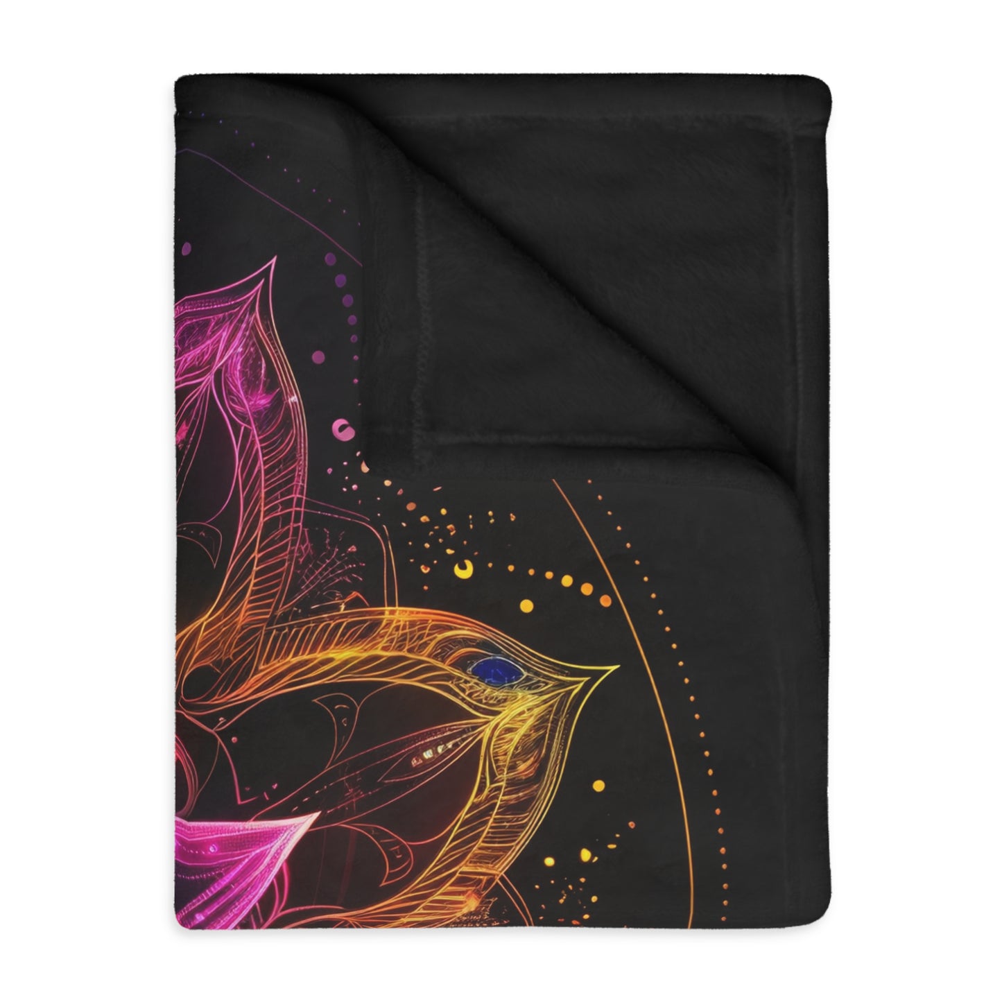 Luminous Lotus Double-Sided Throw Blanket, Vibrant Energy Motif, Radiant Floral Mandala, Cosmic Bloom Design, Ethereal Color Spectrum Art