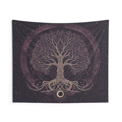 Mystical Celtic Tree of Life Mandala Tapestry in Enchanting Purple – Ideal for Nature Enthusiasts and Home Decor Aficionados