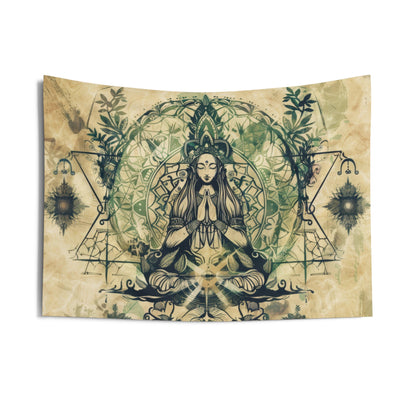 Nature Goddess Indoor Wall Tapestry, Mysterious Occult Design, Sacred Geometry Aesthetic Enchanting Bedroom, Living, and Dorm Room Decor