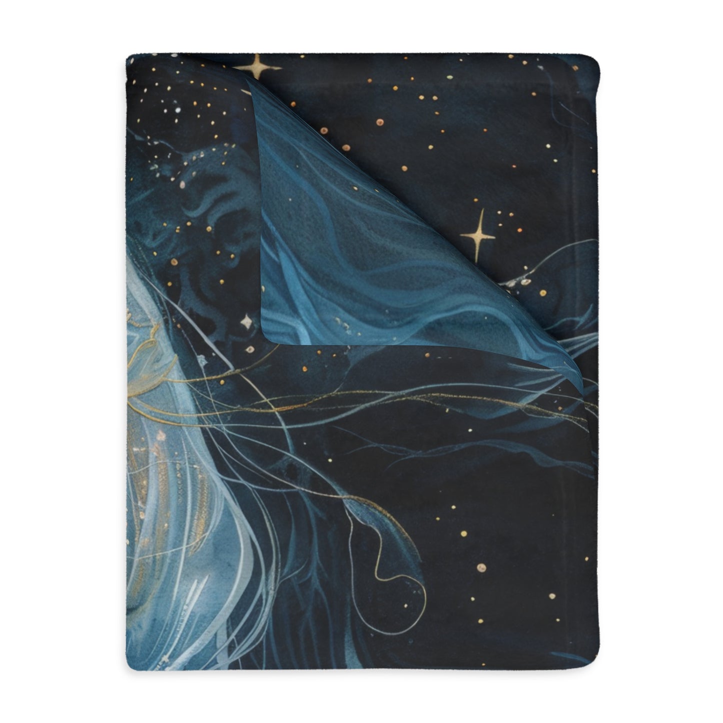 Selene's Moonlit Reverie Double-Sided Throw Blanket, Lunar Goddess Embrace, Celestial Elegance, Star-kissed Comfort