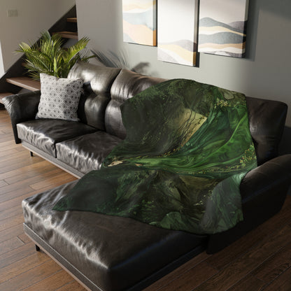 Danu's Enchanted Forest Double-Sided Throw Blanket, Celtic Mother Goddess Realm, Verdant Serenity, Luxurious Comfort