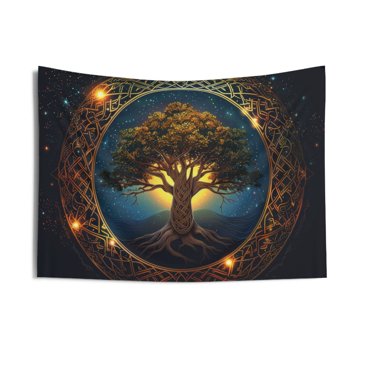 Celtic Tree of Life Mandala Indoor Wall Tapestry, Ancient Occult Aesthetic Altar Cloth, Folk Nature Style Living, Dorm & Bed Room Decor