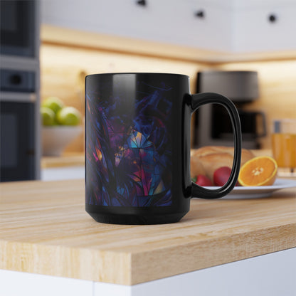 Celestial Lunar Goddess 15oz Ceramic Coffee Mug, Stained Glass Artistry, Cosmic Reflections for Inspired Daily Coffee Rituals & Zen Moments