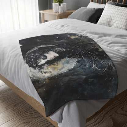 Nyx’s Nocturne Double-Sided Throw Blanket, Greek Goddess Night Ambiance, Starlit Comfort, Elegant Home Accent