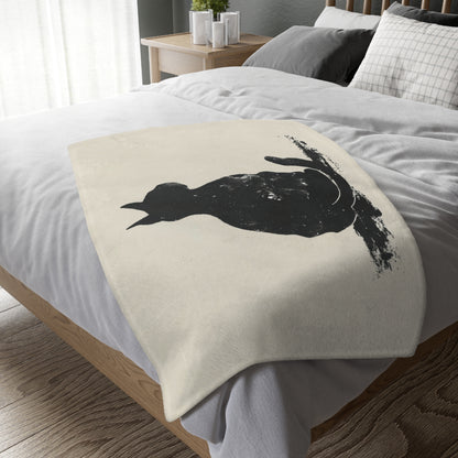 Silhouette Cat 2-Sided Throw Blanket, Modern Minimalist Feline Art, Chic Monochrome Pet Decor for Bedroom, Dorm Room, and Cozy Living Areas