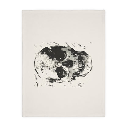 Chic Urban Grunge Aesthetic Dual-Sided Skull Blanket – Trendy Home Accessory for Fashion-Forward Bedroom or Lounge, Monochrome with Edge