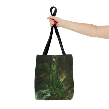 Danu’s Enchanted Forest Tote Bag, Dual-Sided Celtic Mother Goddess Design, Verdant Elegance, Mystical Carryall