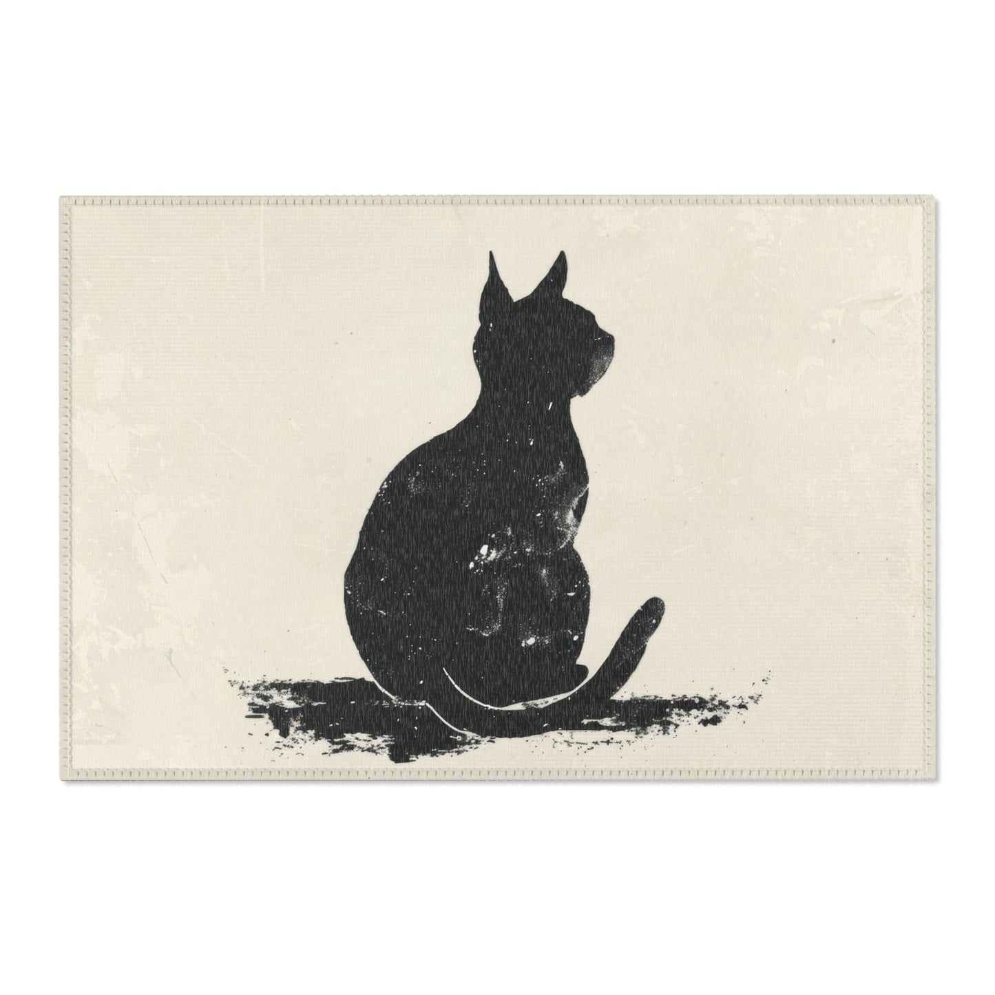 Silhouette Cat Chenille Area Rug, Modern Minimalist Feline Art, Chic Monochrome Pet Decor for Bedroom, Dorm Room, and Cozy Living Areas