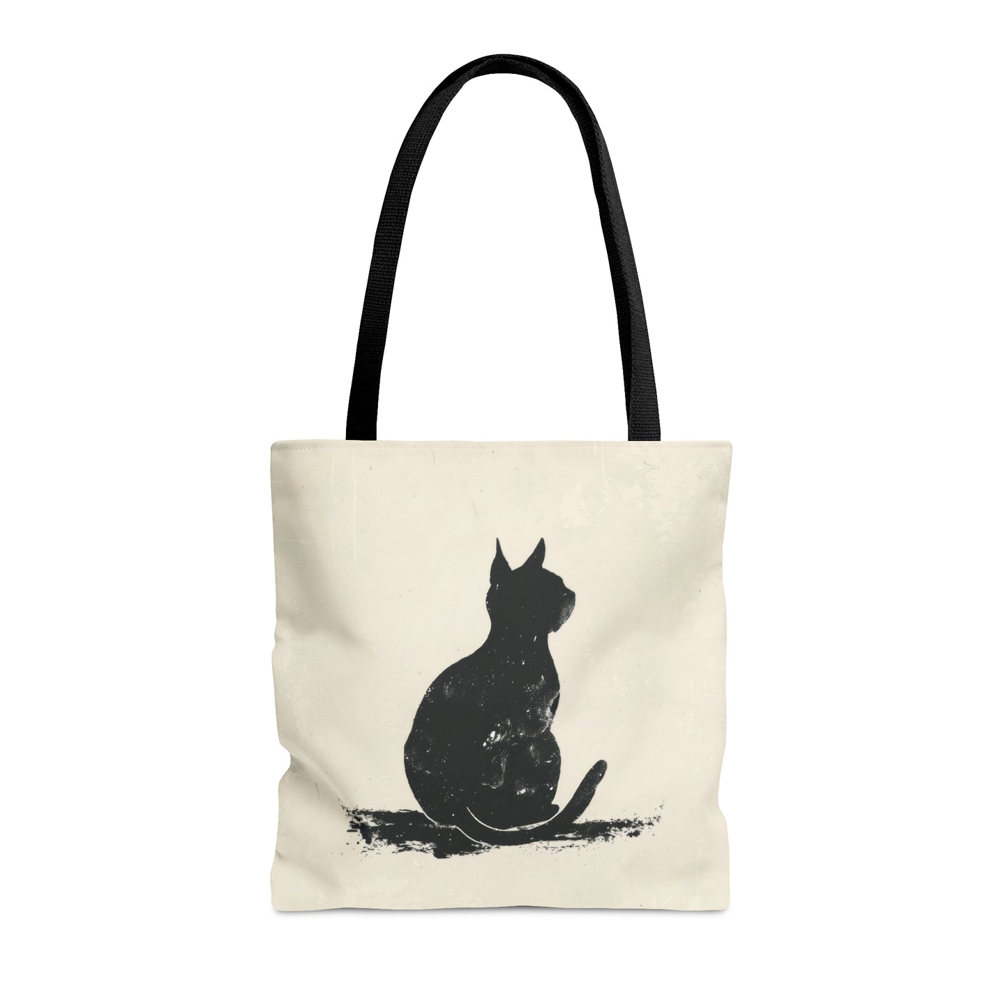 Silhouette Cat Double Sided Tote Bag (3 Sizes), Modern Minimalist Feline Art, Chic Monochrome Pet Fashion Style, Black Handles