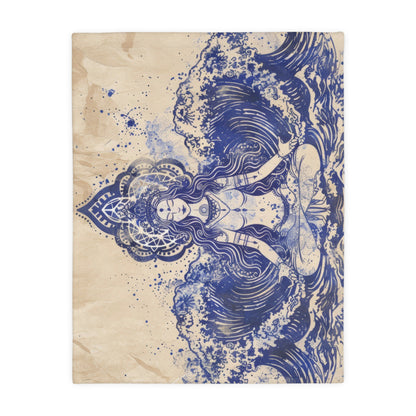 Water Goddess Two-Sided Throw Blanket, Mystical Occult Design, Sacred Geometry Aesthetic, Enchanting Bedroom and Living Room Decor