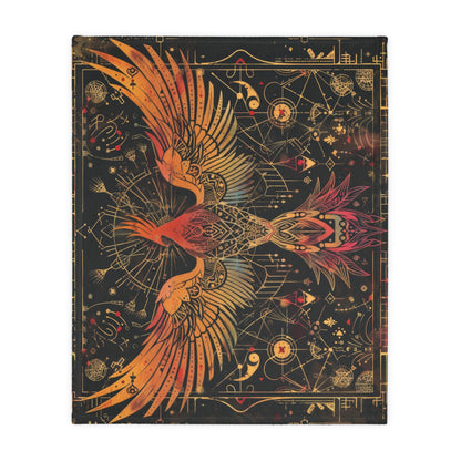 Phoenix Rising Double-Sided Decorative Throw Blanket – Sacred Geometry and Occult-Themed Home Accessory